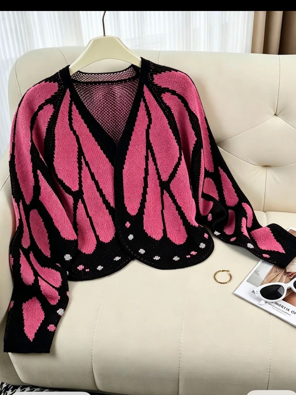 Pink Butterfly wing sweater